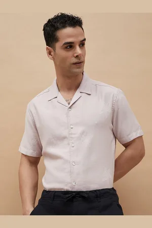 Lifestyle Men Cuban Collar Textured Cotton Casual Shirt