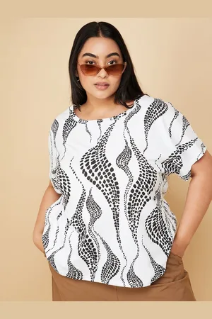 Max Collection Women Abstract Printed Round Neck Cotton T-shirt