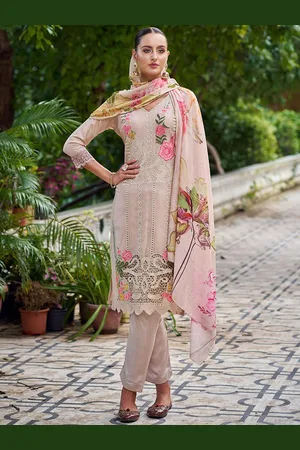 Stylee Lifestyle Floral Embroidered Pure Silk Unstitched Dress Material