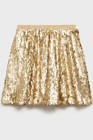 MANGO Girls Sequined Flared Party Skirt