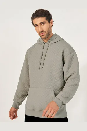 Styli Men Quilted Patterned Relaxed Fit Hoodie