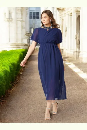 DressBerry Women Round Neck Fit & Flare Midi Dress