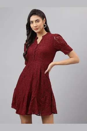 Latin Quarters Women Mandarin Collar Fit & Flare Dress