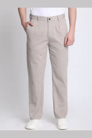 IVOC Men Straight Fit Pleated Mid-Rise Chinos Trousers