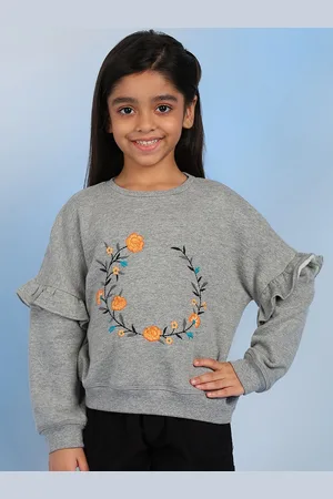 BAESD Girls Floral Embroidered Sweatshirt