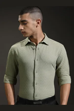 Highlander Men Dusty Popcorn Textured Solid Casual Overshirt