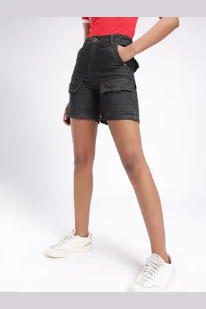 DressBerry Women Modern Vibe High-Rise Denim Cargo Shorts
