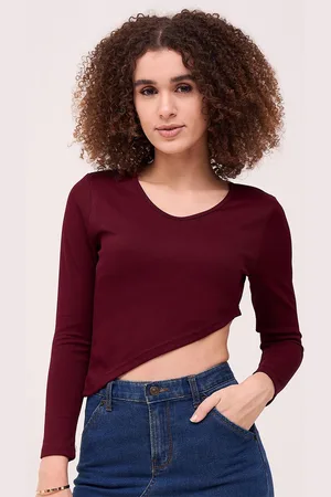 Mayra Women V-Neck Long Sleeves Crop Top