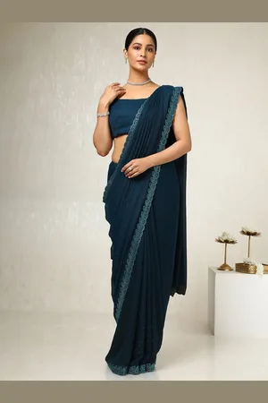 Soch Polka Dot Embellished Beads and Stones Pure Chiffon Saree
