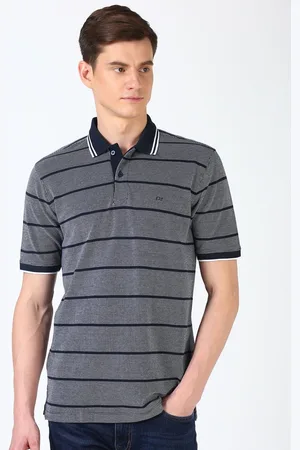 Peter England Men Striped Polo Collar Cotton T-shirt