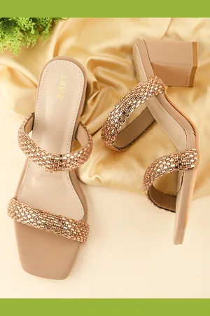 LAVIE Women Embellished Suede Party Block Heel Sandals