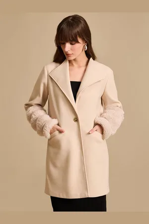 Kazo Women Single-Breasted Fur Detailed Overcoat