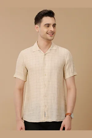 Linen Club Men Contemporary Slim Fit Spread Collar Checked Shirt
