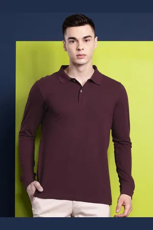 HANCOCK Men Solid Polo Collar Pure Cotton Slim Fit T-shirt