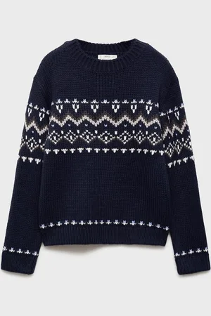 MANGO Boys Fair Isle Design Jacquard Pullover