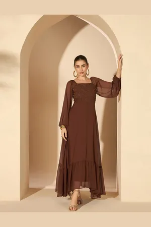Antheaa Women Embellished Ruffles Maxi Dress