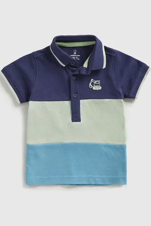 Mothercare Boys Colourblocked Polo Collar Cotton T-shirt