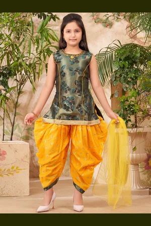 Sangria Girls Embroidered Straight Kurti Salwar With Dupatta