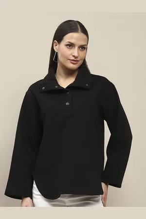 MADAME Women Shirt Collar Pullover Sweatshirt