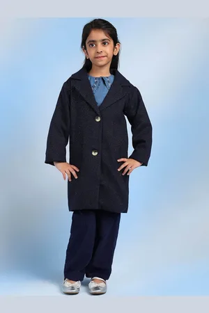 BAESD Girls Notched Lapel Single-Breasted Overcoat