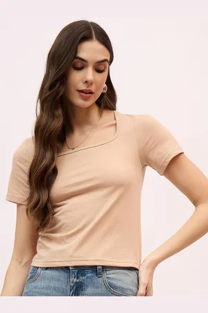 Mayra Women Solid Scoop Neck Cotton T-shirt