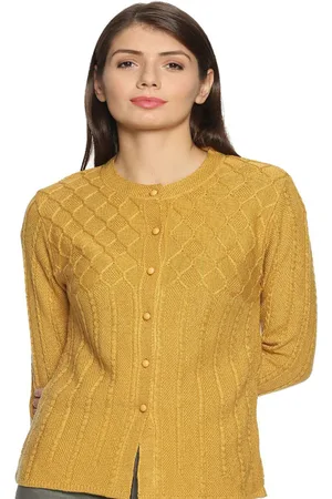 CLAPTON Women Self Design Woollen Cardigan with Fuzzy Detail