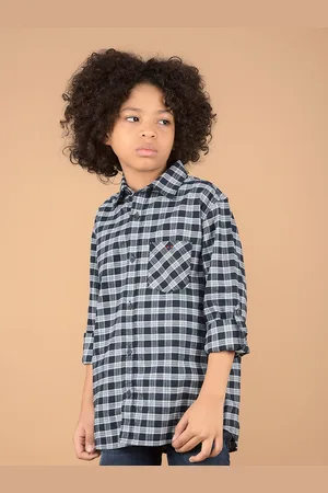 Crimsoune Club Boys Premium Slim Fit Opaque Checked Casual Shirt