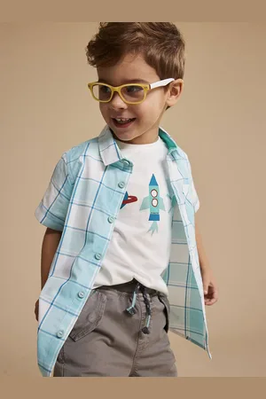 Mothercare Boys Classic Checked Pure Cotton Casual Shirt Comes With T-shirt