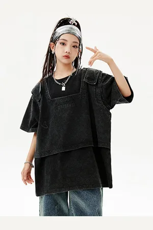LULU & SKY Girls Solid Cotton Round Neck Oversized T-shirt