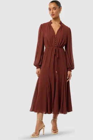 Forever New Bishop Sleeve A-Line Midi Dress