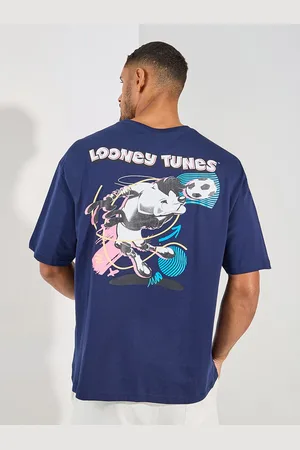 Styli Navy Blue Taz Looney Graphic Print Compact Cotton Oversized T-shirt