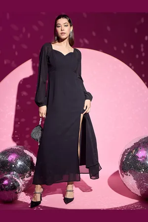 Berrylush Women Bishop Sleeve A-Line Maxi Dress