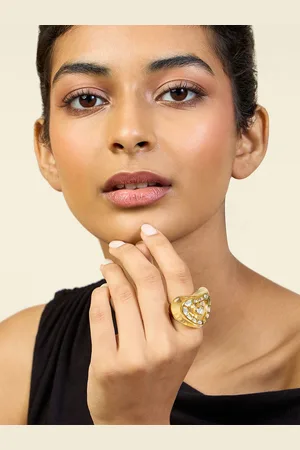 ISHARYA 18K Gold Plated Love Mirrors Bombe Finger Ring