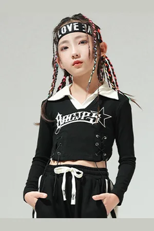 LULU & SKY Girls Typography Printed Crop Top