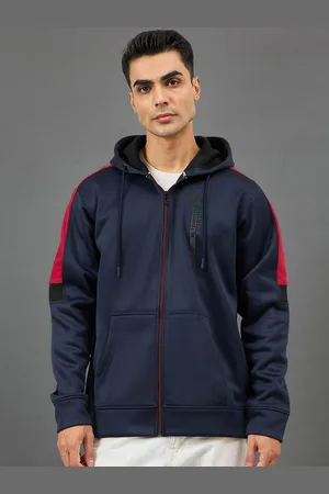 Club York Men Colourblocked Hooded Sweatshirt