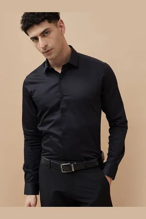 Lifestyle Men Spread Collar Solid Cotton Slim Fit Formal Shirt