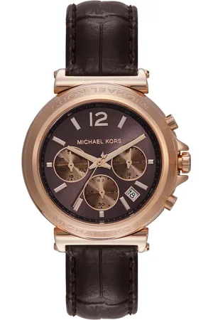 Michael Kors Women Maren Leather Textured Chronograph Analogue Watch MK7497I-Brown