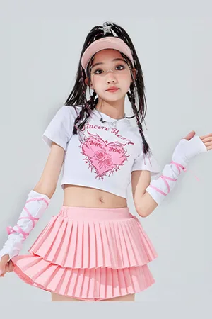 LULU & SKY Girls Graphic Printed crop Top