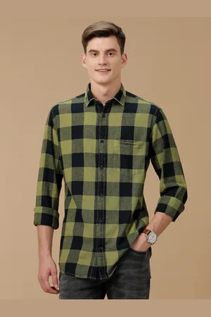 Linen Club Men Contemporary Spread Collar Slim Fit Checked Shirt