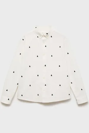 MANGO Boys Pure Cotton Casual Shirt With Embroidered Detail