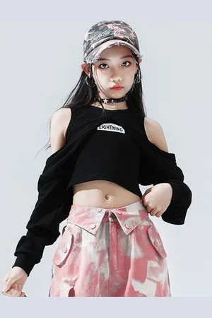 LULU & SKY Girls Cold-Shoulder Crop Top