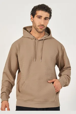 Styli Men Geo Patterned Relaxed Fit Hoodie with Kangaroo Pocket