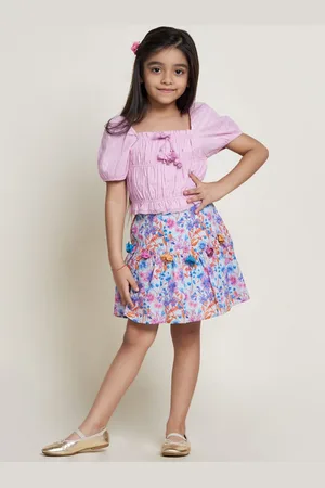 BAESD Girls Floral Printed Flared Above Knee Skirt