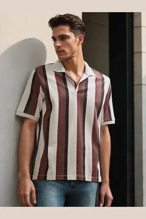 H&M Striped Cotton Relaxed Fit Striped Polo
