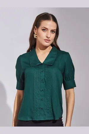 Latin Quarters Women Relaxed Spread Collar Solid Casual Shirt