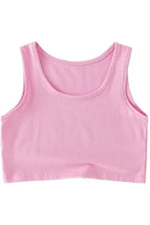 LULU & SKY Organic Girls Round Neck Cotton Tank Crop Top