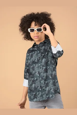 Crimsoune Club Boys Premium Slim Fit Floral Opaque Printed Casual Shirt