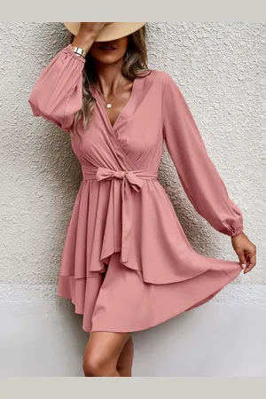 JC Mode Women Puff Sleeve Wrap Dress
