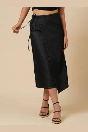 Chemistry Women Denim Faux Wrap Midi Skirt