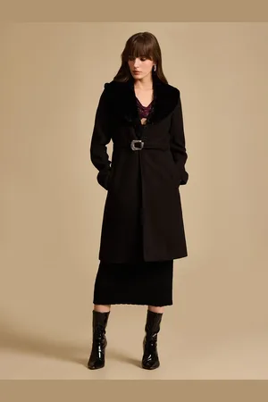 Kazo Women Faux Fur-Detail Tweed Overcoat